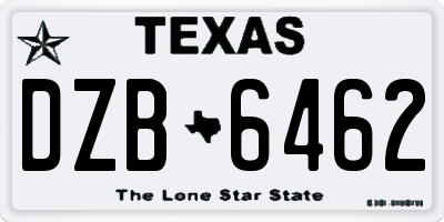 TX license plate DZB6462