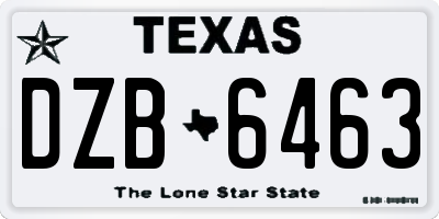 TX license plate DZB6463