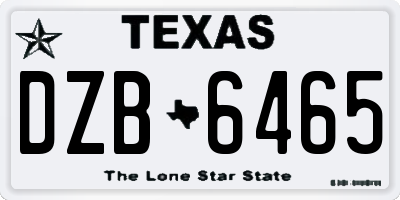 TX license plate DZB6465