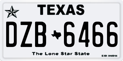 TX license plate DZB6466
