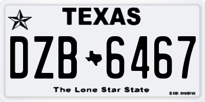 TX license plate DZB6467