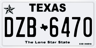 TX license plate DZB6470