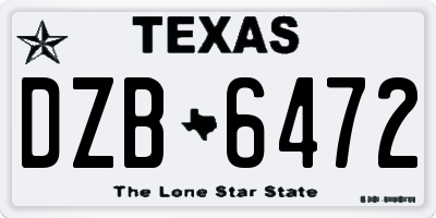 TX license plate DZB6472