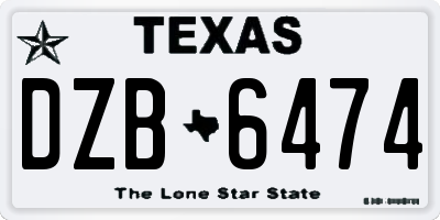 TX license plate DZB6474