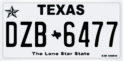 TX license plate DZB6477