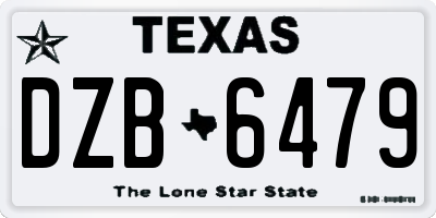 TX license plate DZB6479