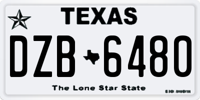 TX license plate DZB6480