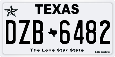 TX license plate DZB6482