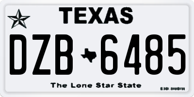 TX license plate DZB6485