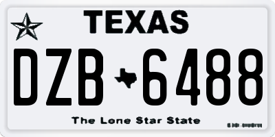 TX license plate DZB6488