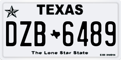 TX license plate DZB6489