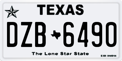 TX license plate DZB6490