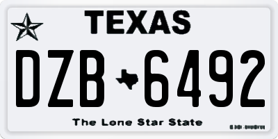 TX license plate DZB6492