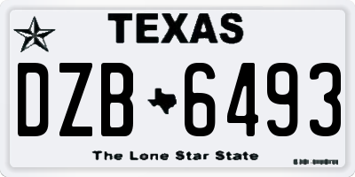 TX license plate DZB6493