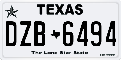 TX license plate DZB6494