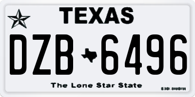 TX license plate DZB6496