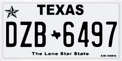 TX license plate DZB6497