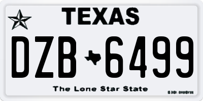 TX license plate DZB6499