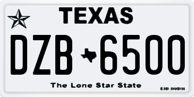 TX license plate DZB6500