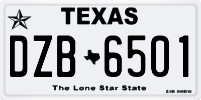 TX license plate DZB6501