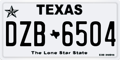 TX license plate DZB6504