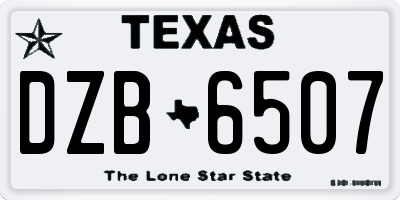 TX license plate DZB6507