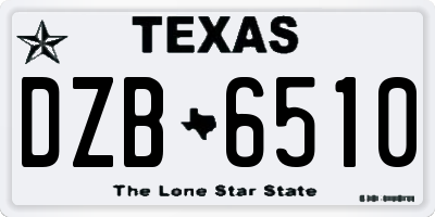 TX license plate DZB6510