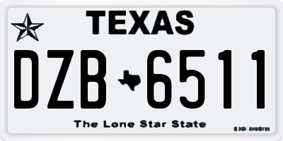 TX license plate DZB6511