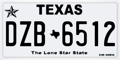 TX license plate DZB6512