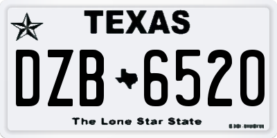 TX license plate DZB6520