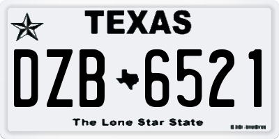 TX license plate DZB6521