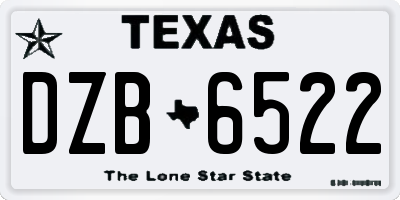 TX license plate DZB6522