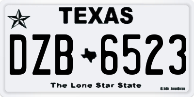 TX license plate DZB6523