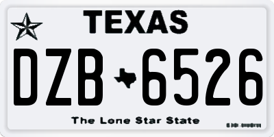 TX license plate DZB6526