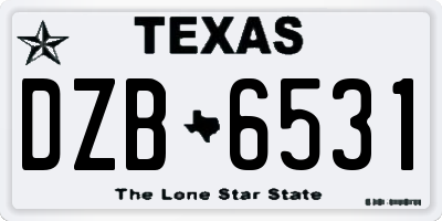 TX license plate DZB6531