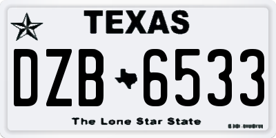 TX license plate DZB6533