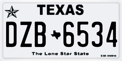 TX license plate DZB6534