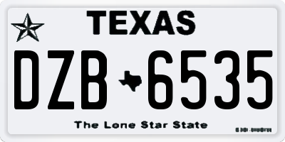 TX license plate DZB6535