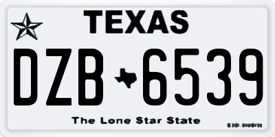 TX license plate DZB6539