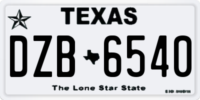 TX license plate DZB6540