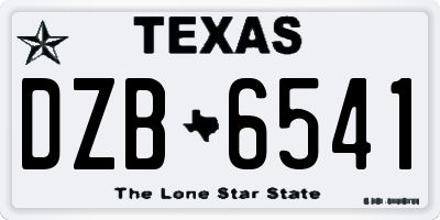 TX license plate DZB6541