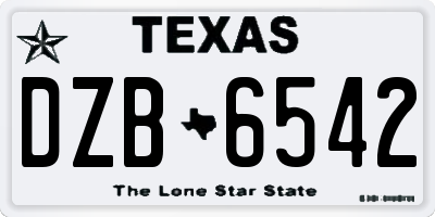 TX license plate DZB6542