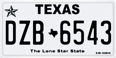 TX license plate DZB6543