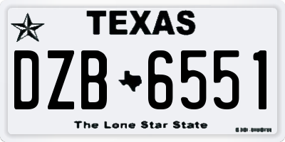 TX license plate DZB6551