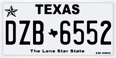 TX license plate DZB6552