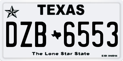 TX license plate DZB6553