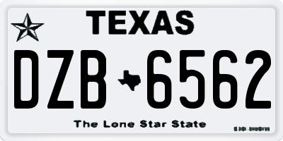 TX license plate DZB6562