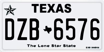 TX license plate DZB6576