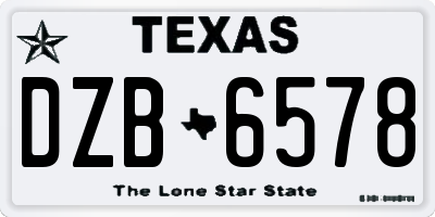 TX license plate DZB6578