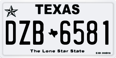 TX license plate DZB6581